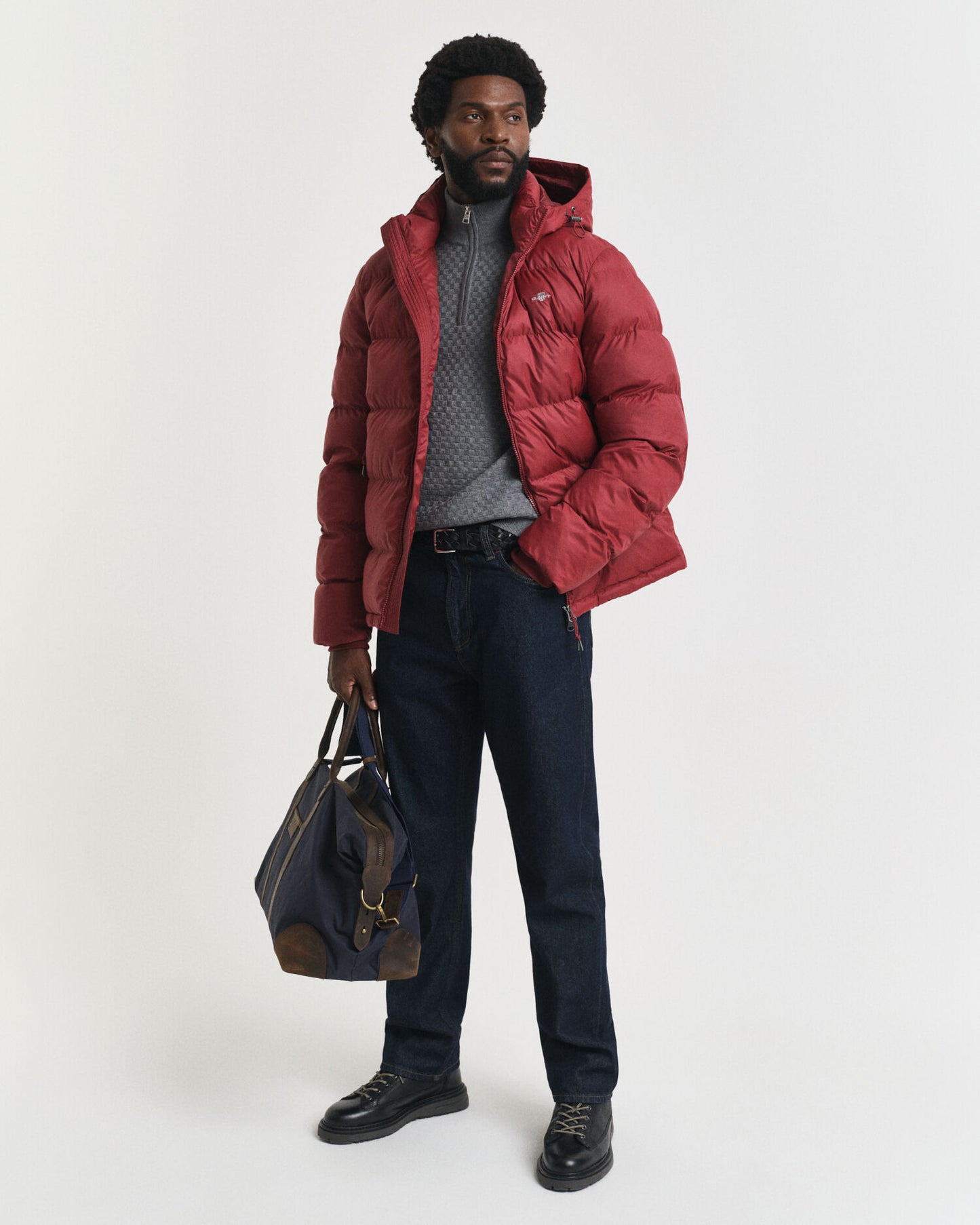 Feinstrukturierter Half-Zip-Pullover