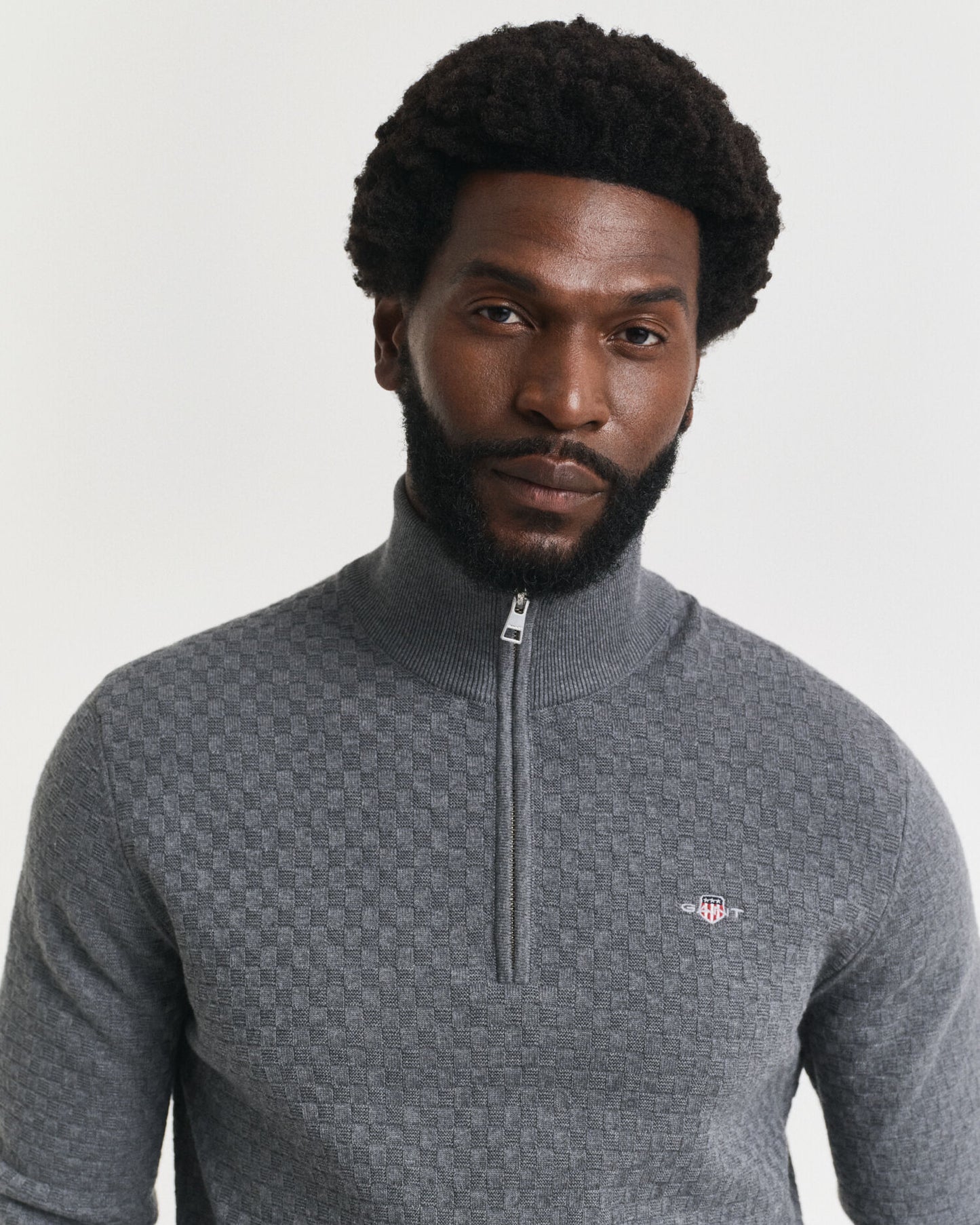 Feinstrukturierter Half-Zip-Pullover