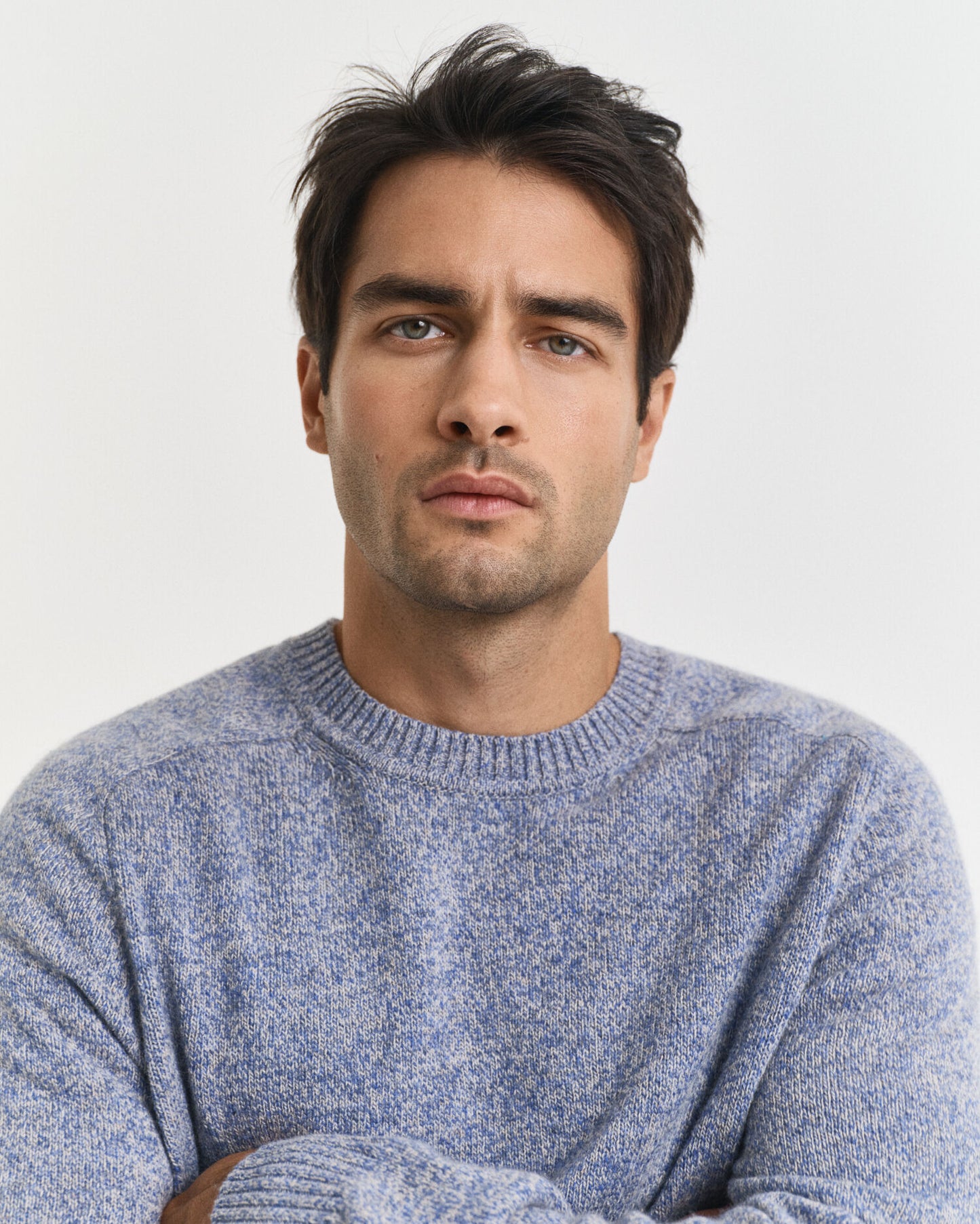Pullover aus Wollmischung mit Mouliné-Rundhalsausschnitt