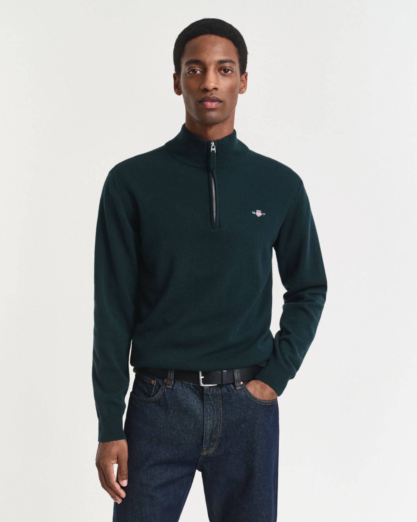 Feinste Lambswool-Pullover mit halbem Reißverschluss