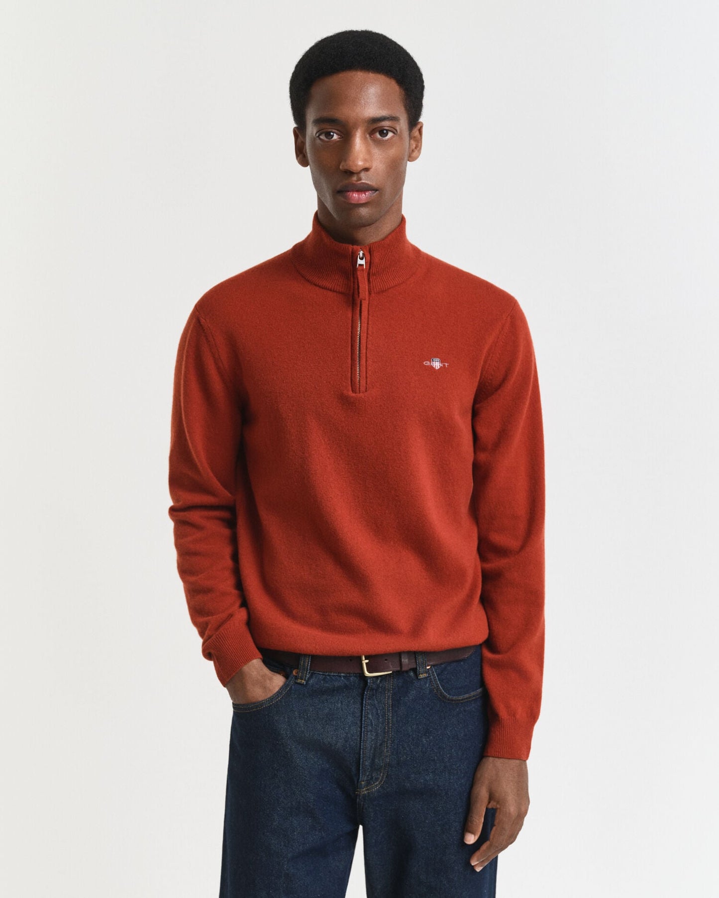 Feinste Lambswool-Pullover mit halbem Reißverschluss