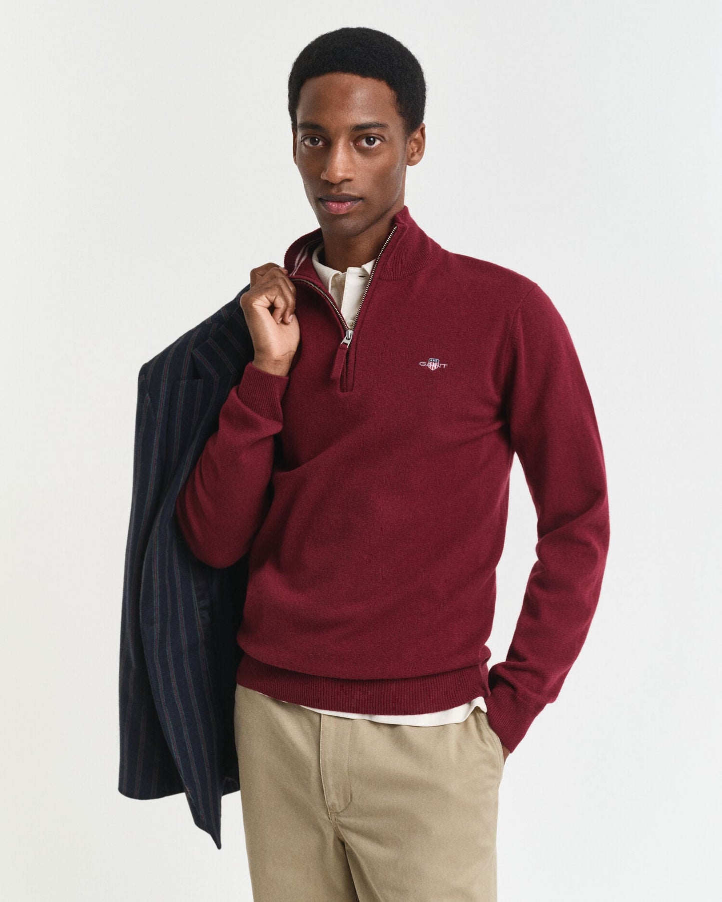 Feinste Lambswool-Pullover mit halbem Reißverschluss