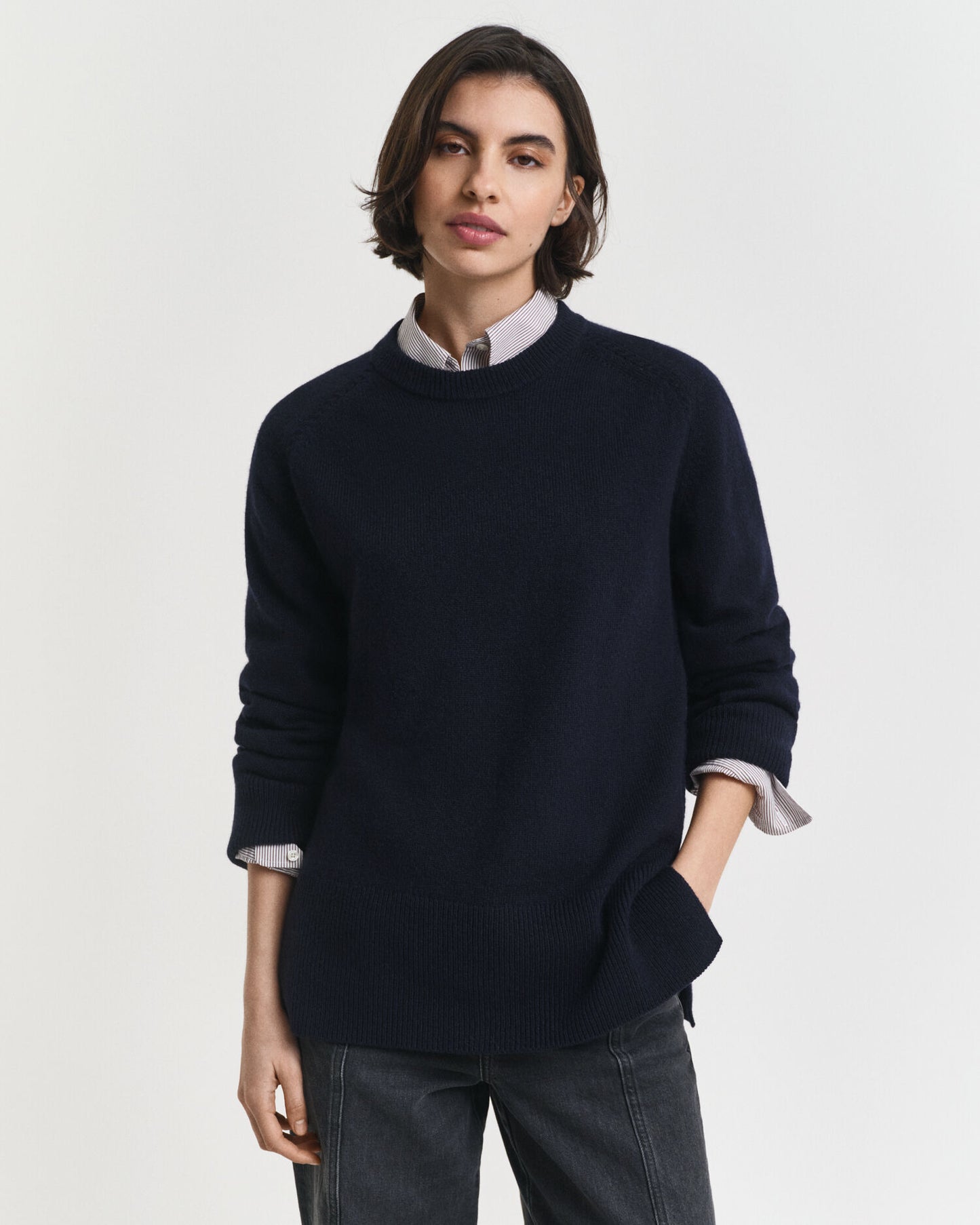 Pullover aus weichem Wolle-Kaschmir-Gemisch mit Rundhalsausschnitt