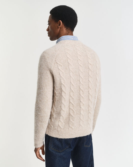 Zopfstrickpullover mit Rundhalsausschnitt