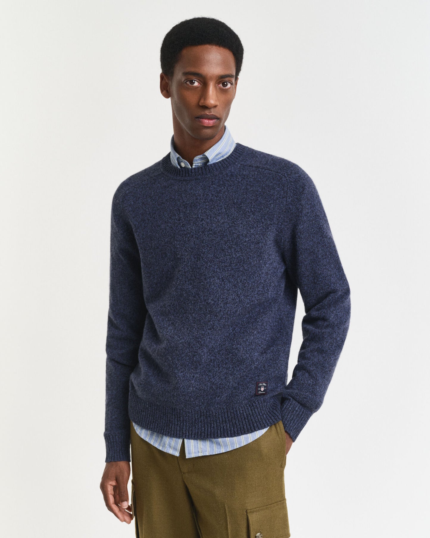 Pullover aus Wollmischung mit Mouliné-Rundhalsausschnitt