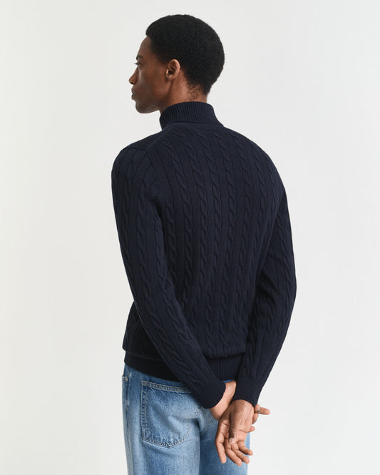 Baumwoll-Zopfstrick-Rollkragenpullover