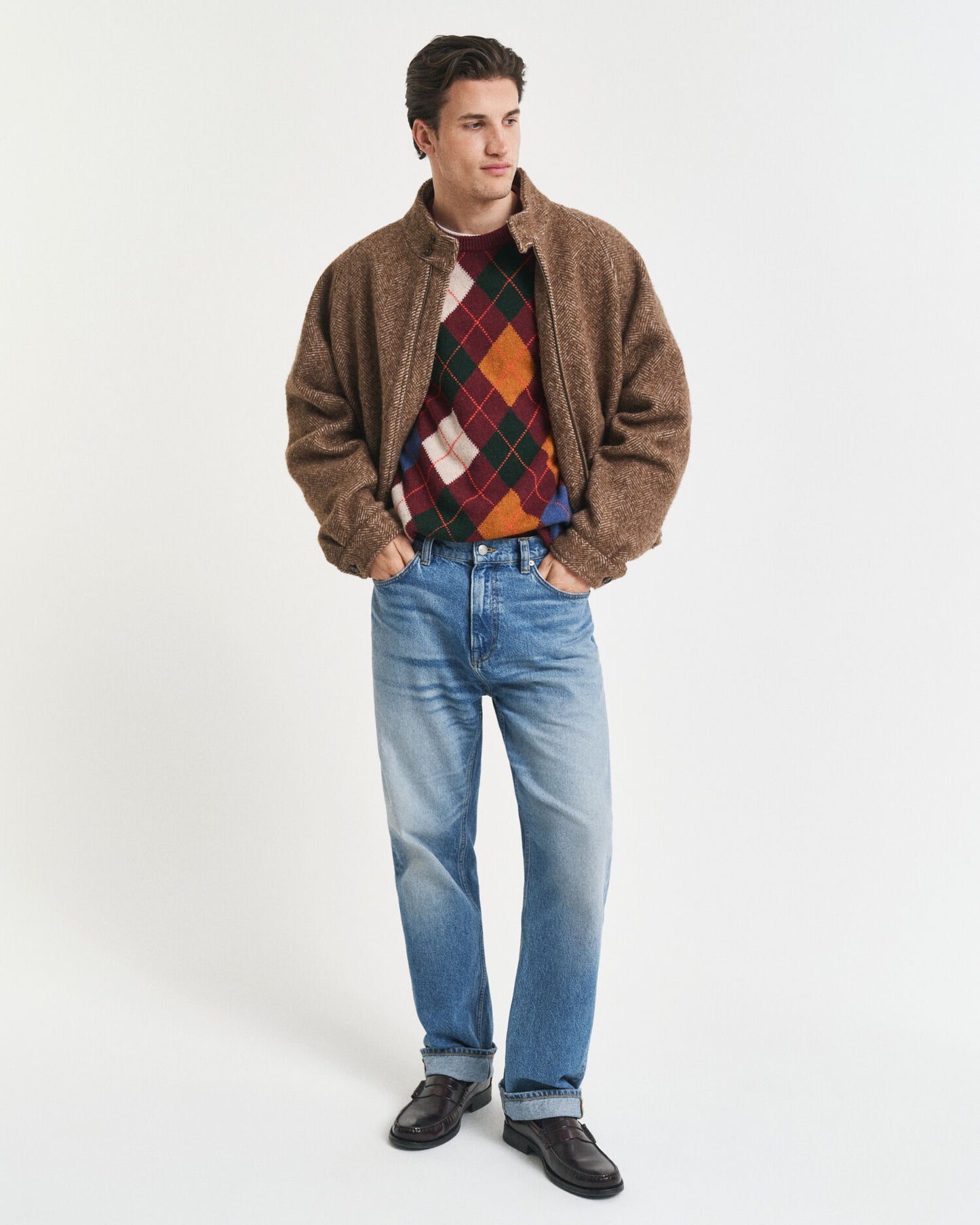 Argyle-Pullover mit Rundhalsausschnitt