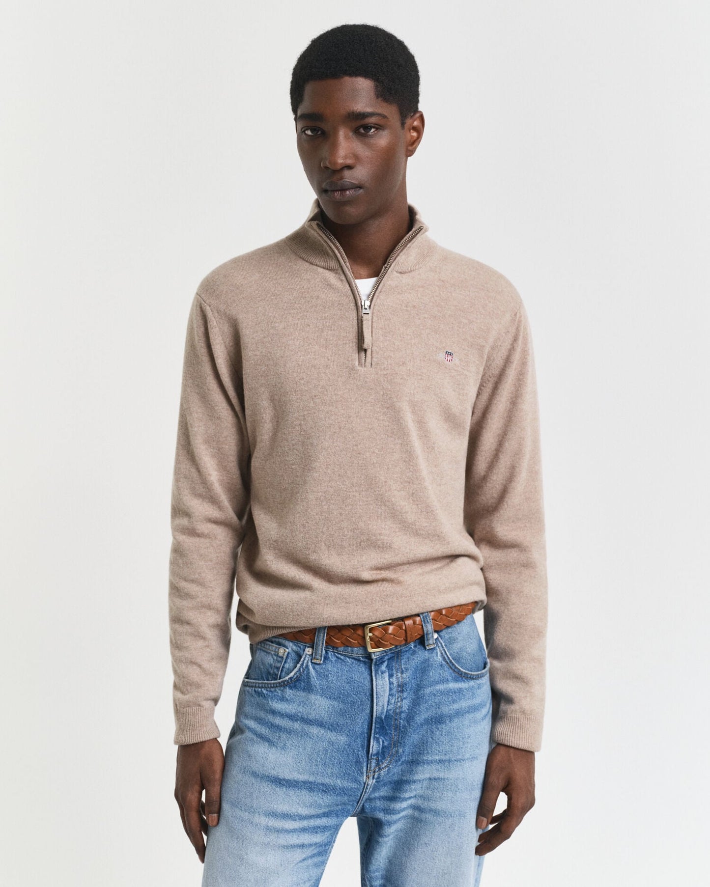 Feinste Lambswool-Pullover mit halbem Reißverschluss