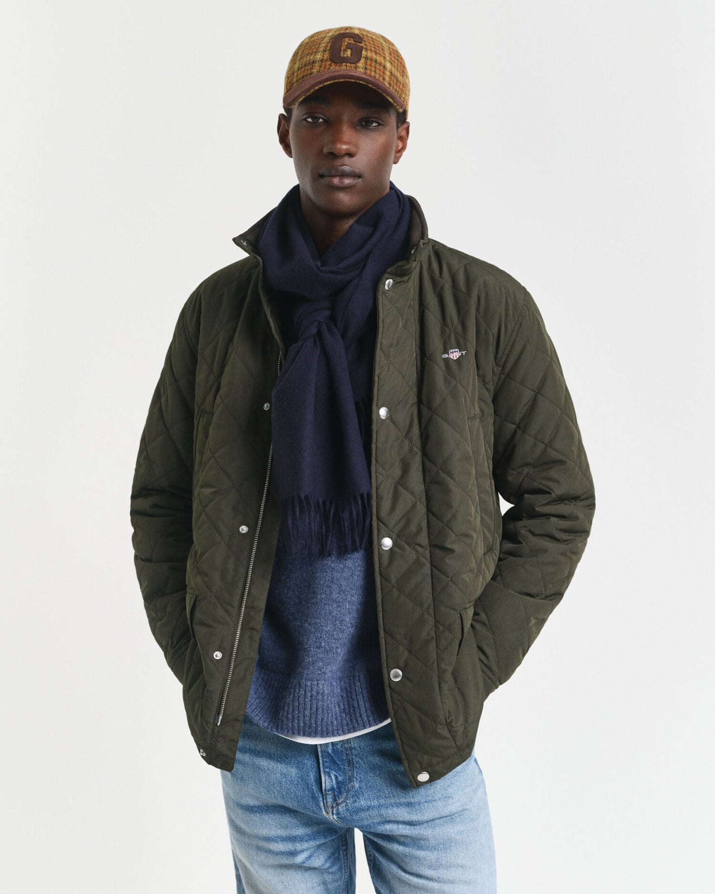 Gesteppter Windbreaker, mittellanger Schnitt