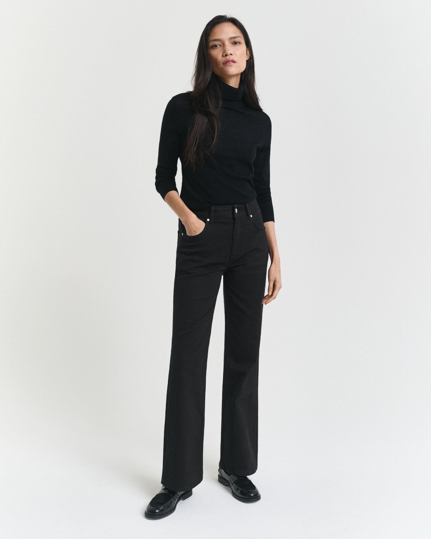 Slim Fit Schlaghose Schwarz