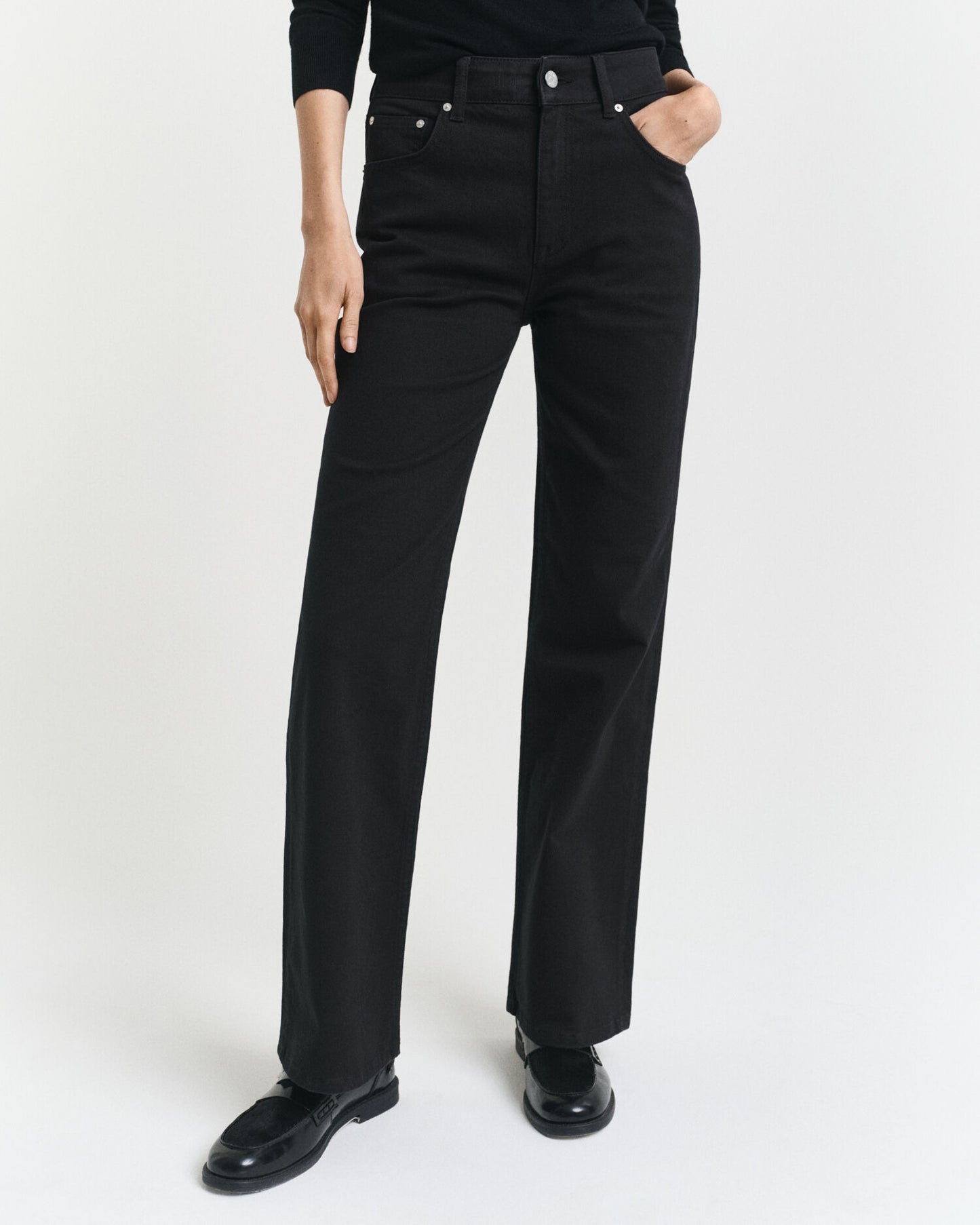 Slim Fit Schlaghose Schwarz