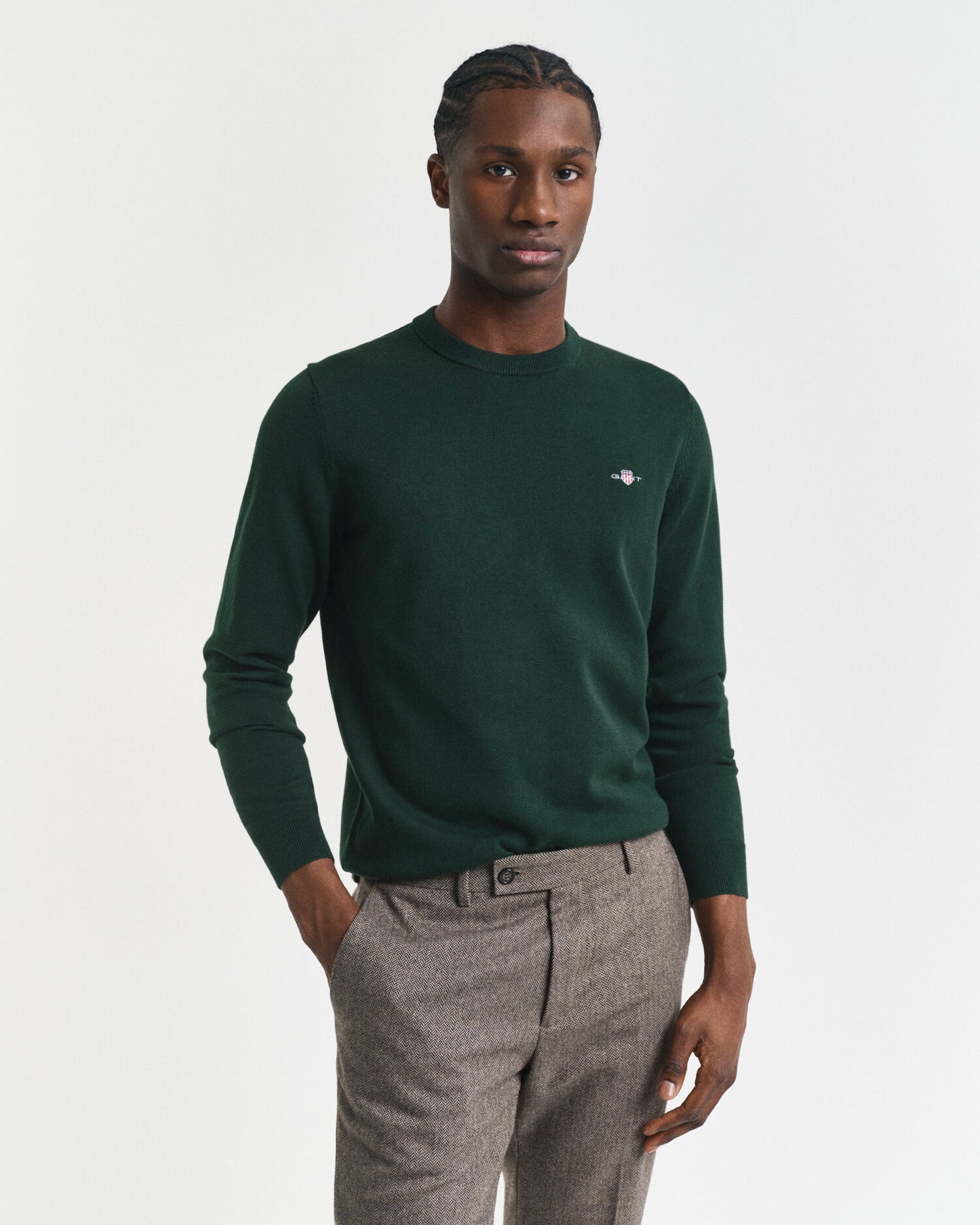 Klassischer Baumwollpullover mit Rundhalsausschnitt