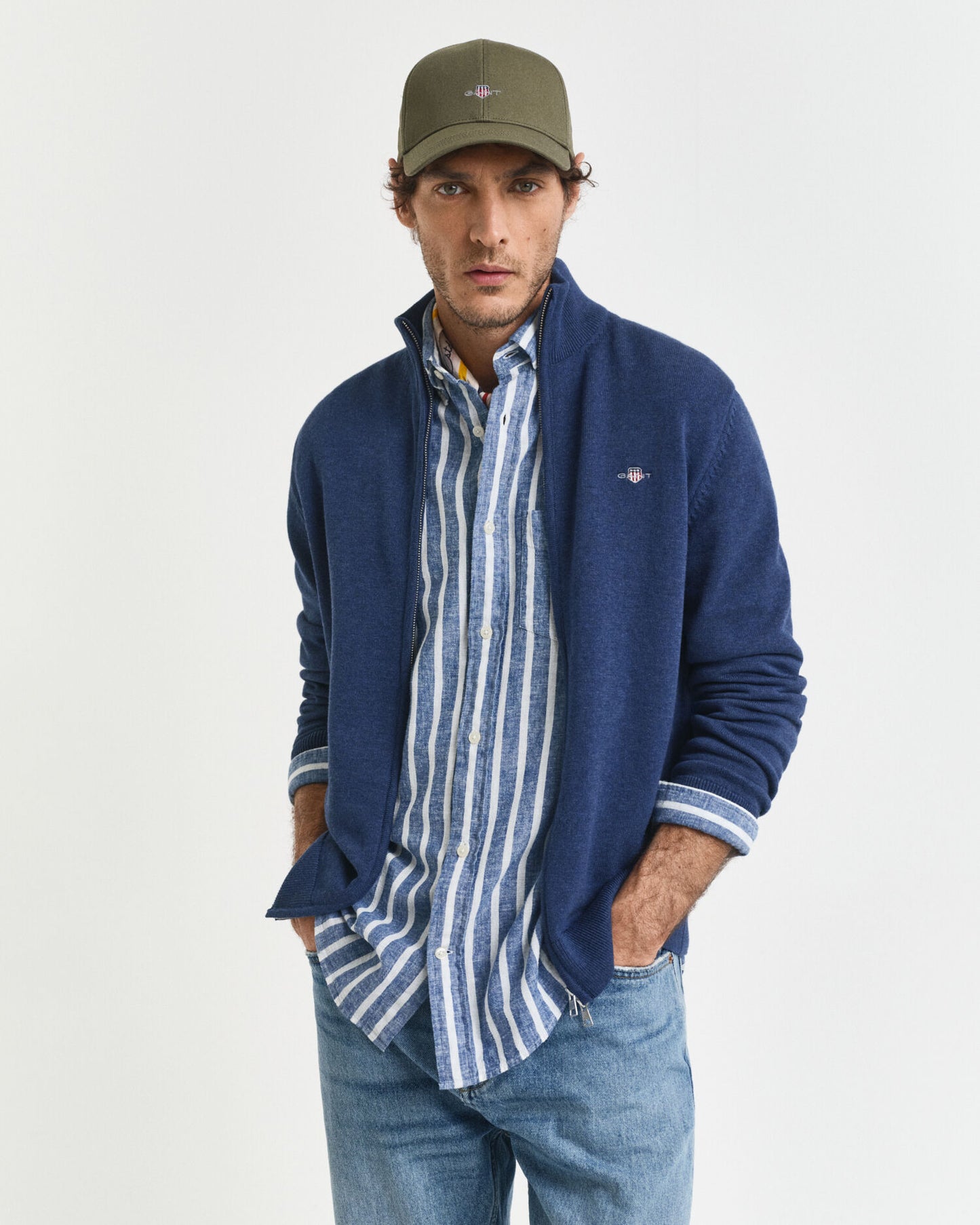 Freizeit-Strickjacke aus Baumwolle mit Reißverschluss