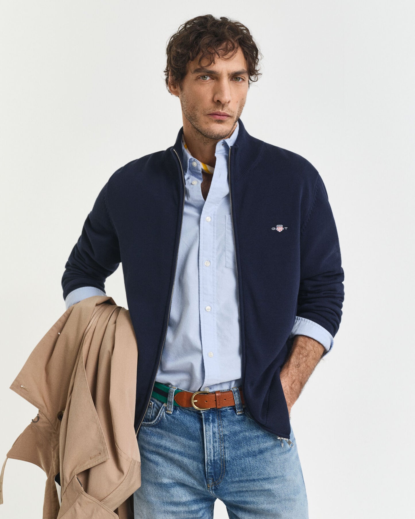Freizeit-Strickjacke aus Baumwolle mit Reißverschluss