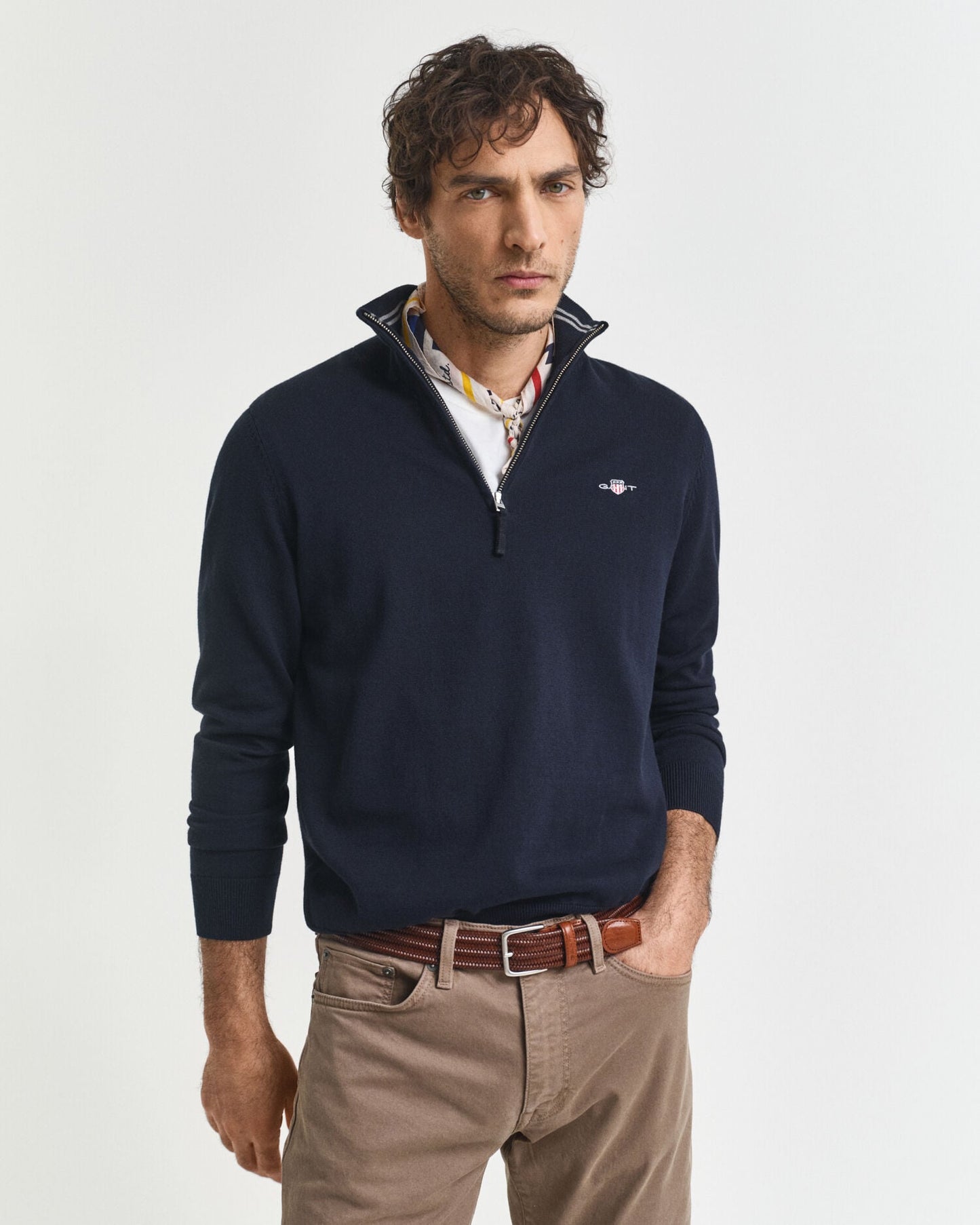 Klassischer Baumwoll-Half-Zip-Pullover